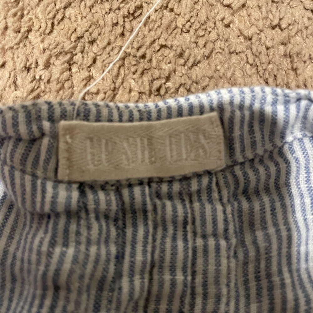 Blue and White Striped Garment